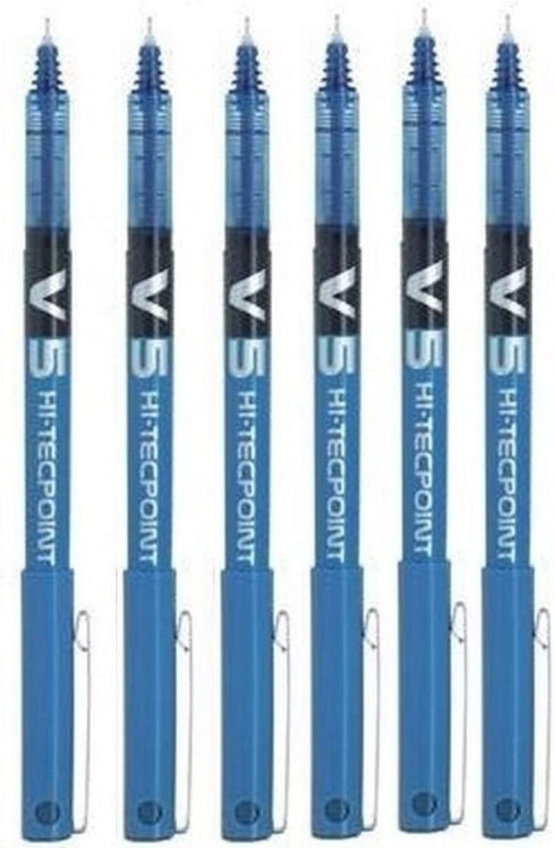 Pilot BX V5 Hi-Tecpoint Rollerball Pen – Extra Fine 0.5Mm Tip – 0.3Mm Line – Blue (Pack of 6)