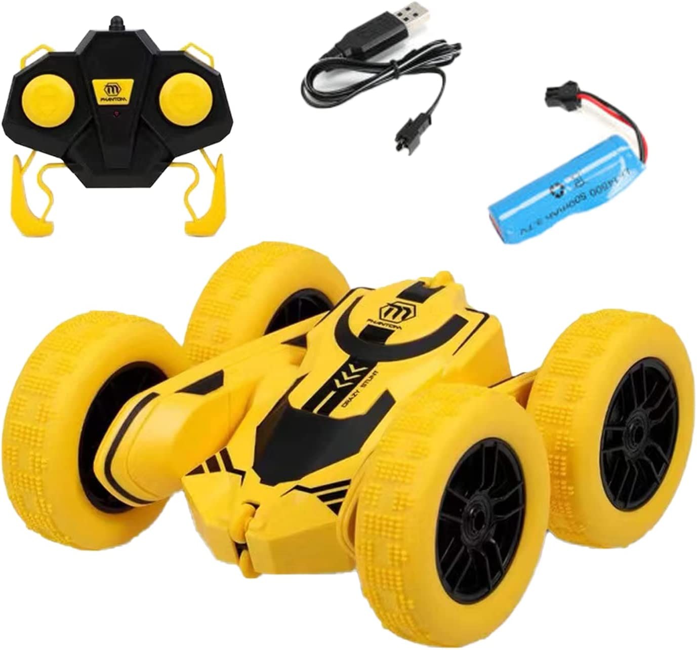 RC Stunt Car by Essentialpro | Rechargeable 4WD Remote Control Car | Double Sided Rotating Car with Tumbling and 360° Spinning Features | off Road High Speed Truck with Rollover Stunt and Wall Flip Function for Kids| Toy Car with Anti-Skid and Wear Resistant Wheels for Boys and Girls | Crawler Vehicle Toy for Birthday Gifts