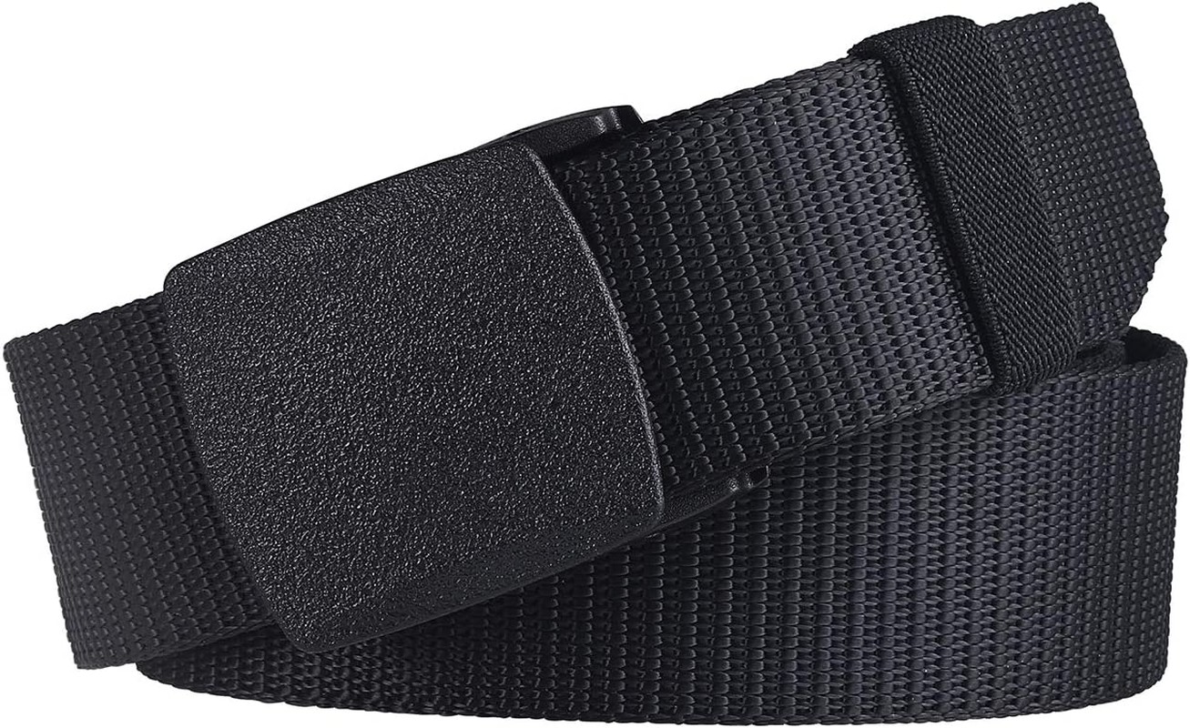 Mens Nylon Canvas Belt Adjustable for Regular & Big and Tall 30-62″ Waist Military Tactical Webbing with Plastic Buckle (Black, 40”-43”Waist)