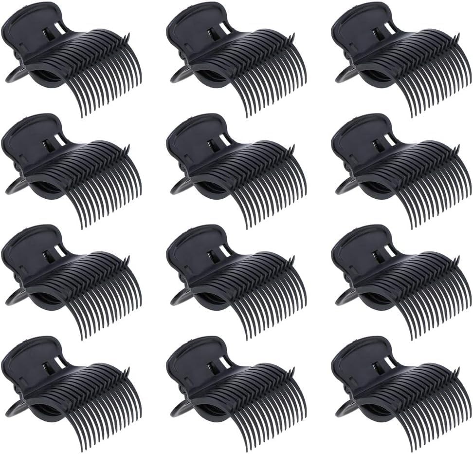 Hot Roller Clips Plastic Hair Curler Claw Clips Roller Clips, 12Pcs Hot Roller Clips Hair Curler Claw Clips Replacement Roller Clips,Hot Roller Clips Plastic Hair Curler Claw Clips Roller Clips,Black