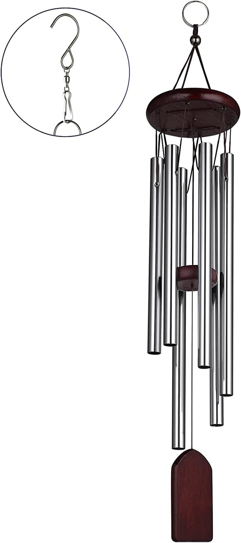 KIKISML Wind Chime, Classic Wind Chimes for Outdoor Indoor Decor Smooth Melodic Tones Chime for Garden Patio Balcony and Home – 29 Inch with 6 Tubes & DIY Pendants for Outdoor Garden Patio Decor, Red