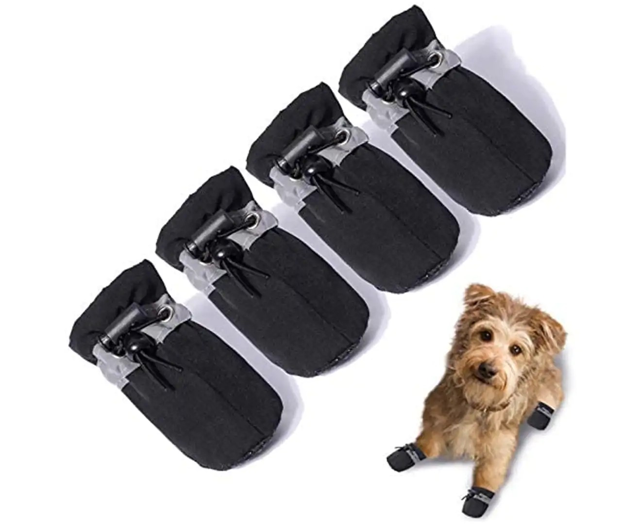 Dog Shoes for Hot Pavement Paw Protector, Anti-Slip Sole Summer Cat Dog Boots with Reflective Straps 4PCS