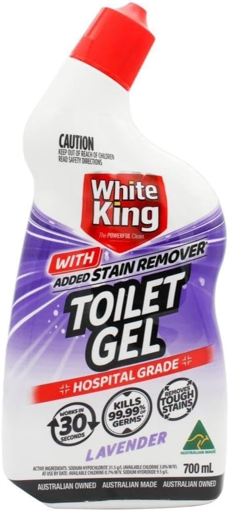 White King Toilet Gel with Added Stain Remover, Lavender 700 Ml