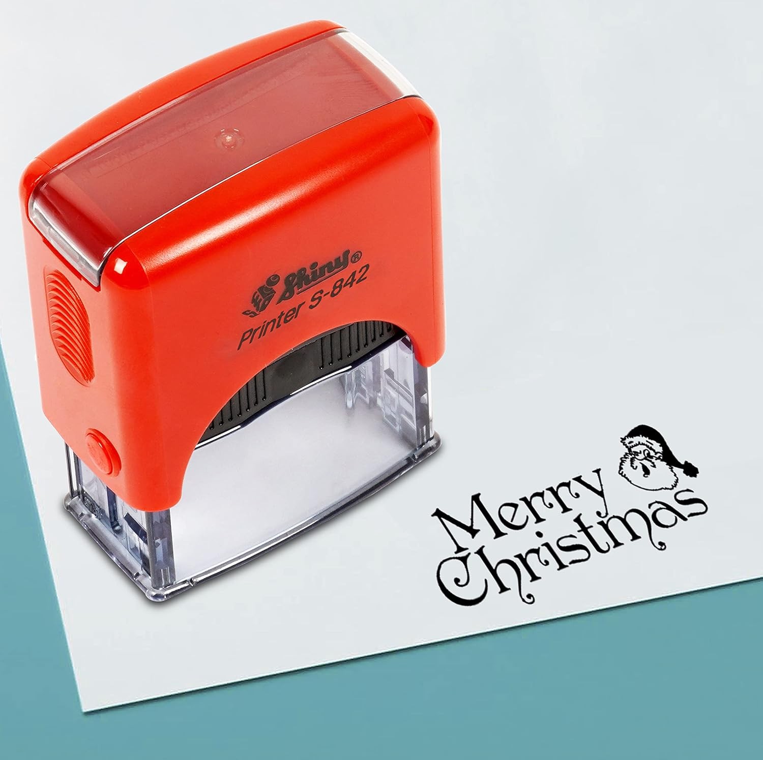 Printtoo Merry Christmas Self Inking Rubber Stamp Pre,Inked Office Stamp, Home Office Business Stationery, 38 X 14 Mm, Black