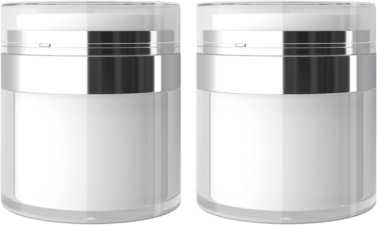 Acbbmns 2 Pack 3.4 Oz Airless Pump Jars Empty Acrylic Cosmetic Container Lotion Dispenser Portable Refillable Face Cream Jar Vacuum Travel Bottles (100Ml/3.4Oz)