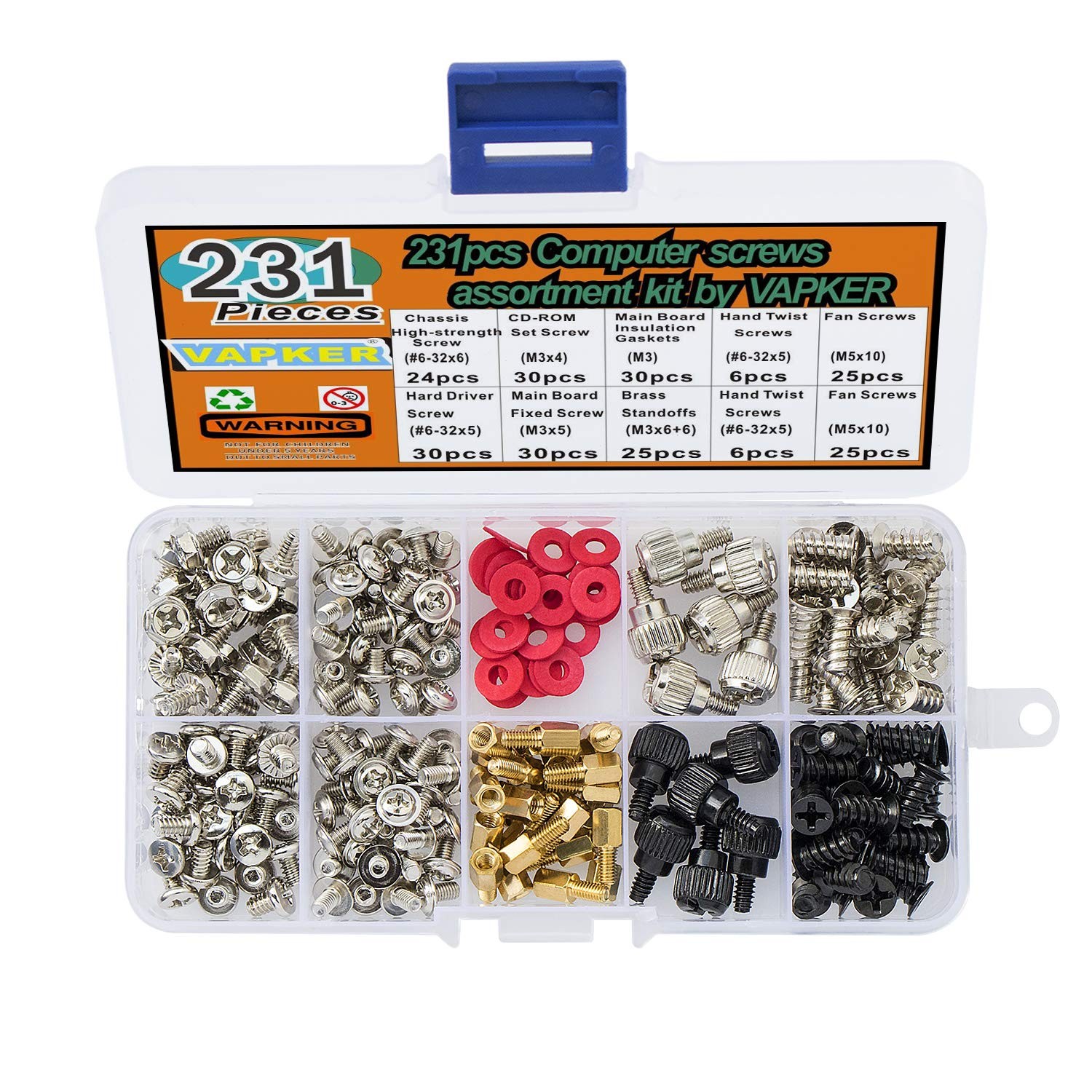 VAPKER PC Computer Screws Standoffs Set Assortment Kit Pack of 231