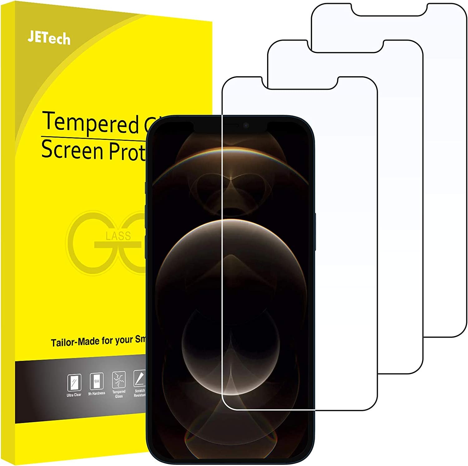 Jetech Screen Protector for Iphone 12 Pro Max 6.7-Inch, Tempered Glass Film, 3-Pack