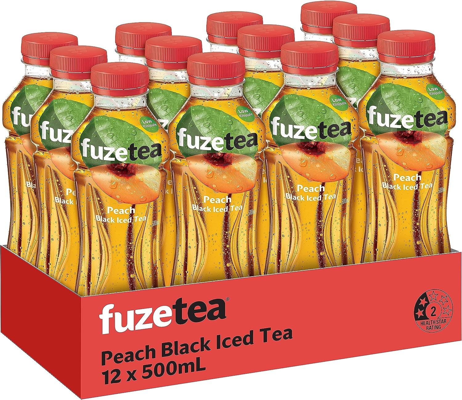 Fuze Iced Tea Peach Flavoured Black Iced Tea Multipack Bottles 12 X 500Ml