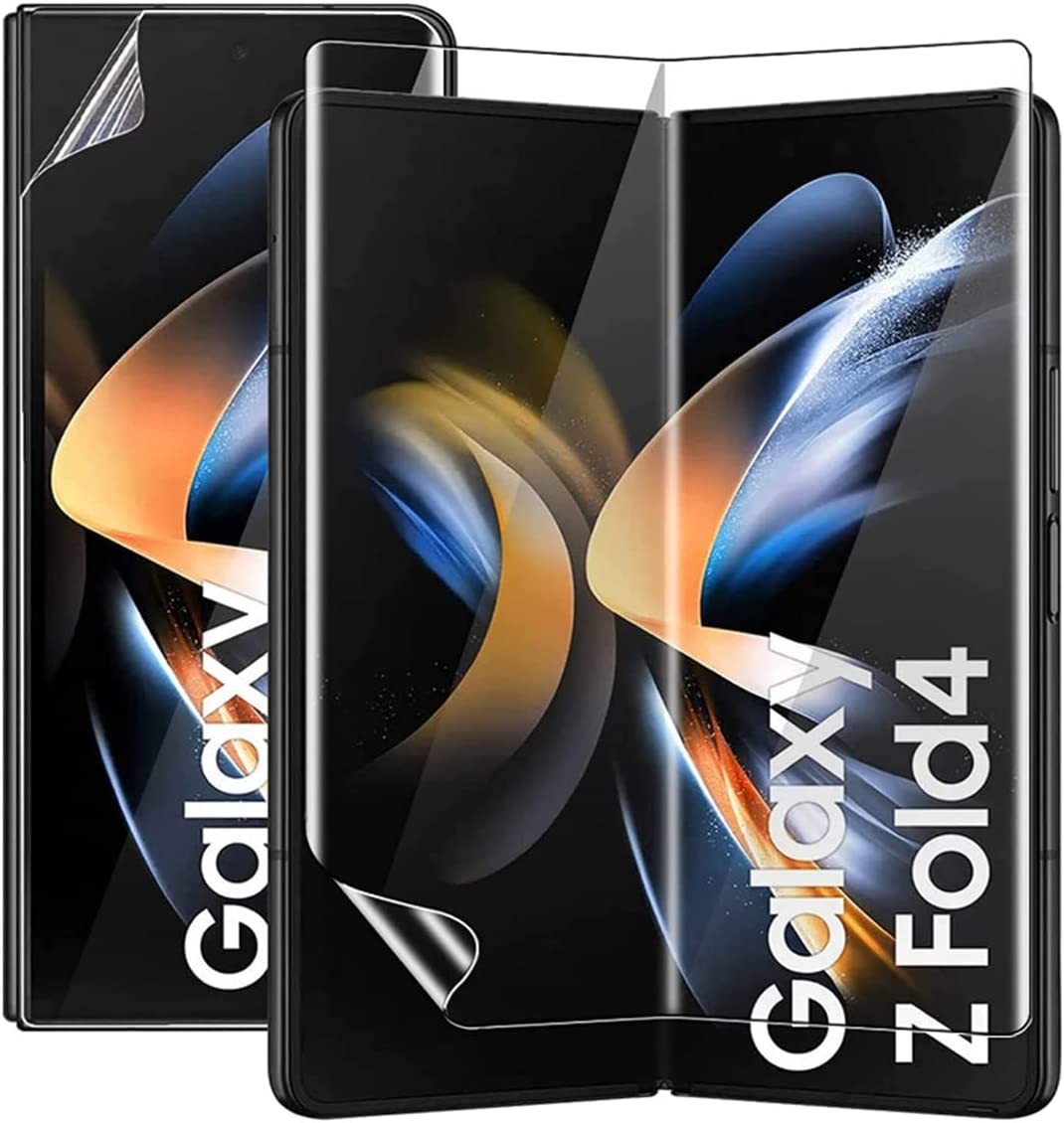 [3+3] Hydrogel Screen Protector for Samsung Galaxy Z Fold 4 5G, Electro-Weideworld Scratch Resistant HD Clear TPU Screen Protector, Support Fingerprint Unlock