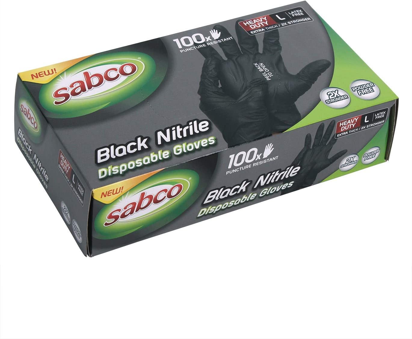 Sabco Black Extra Protection Nitrile Gloves 100 Pack – Large