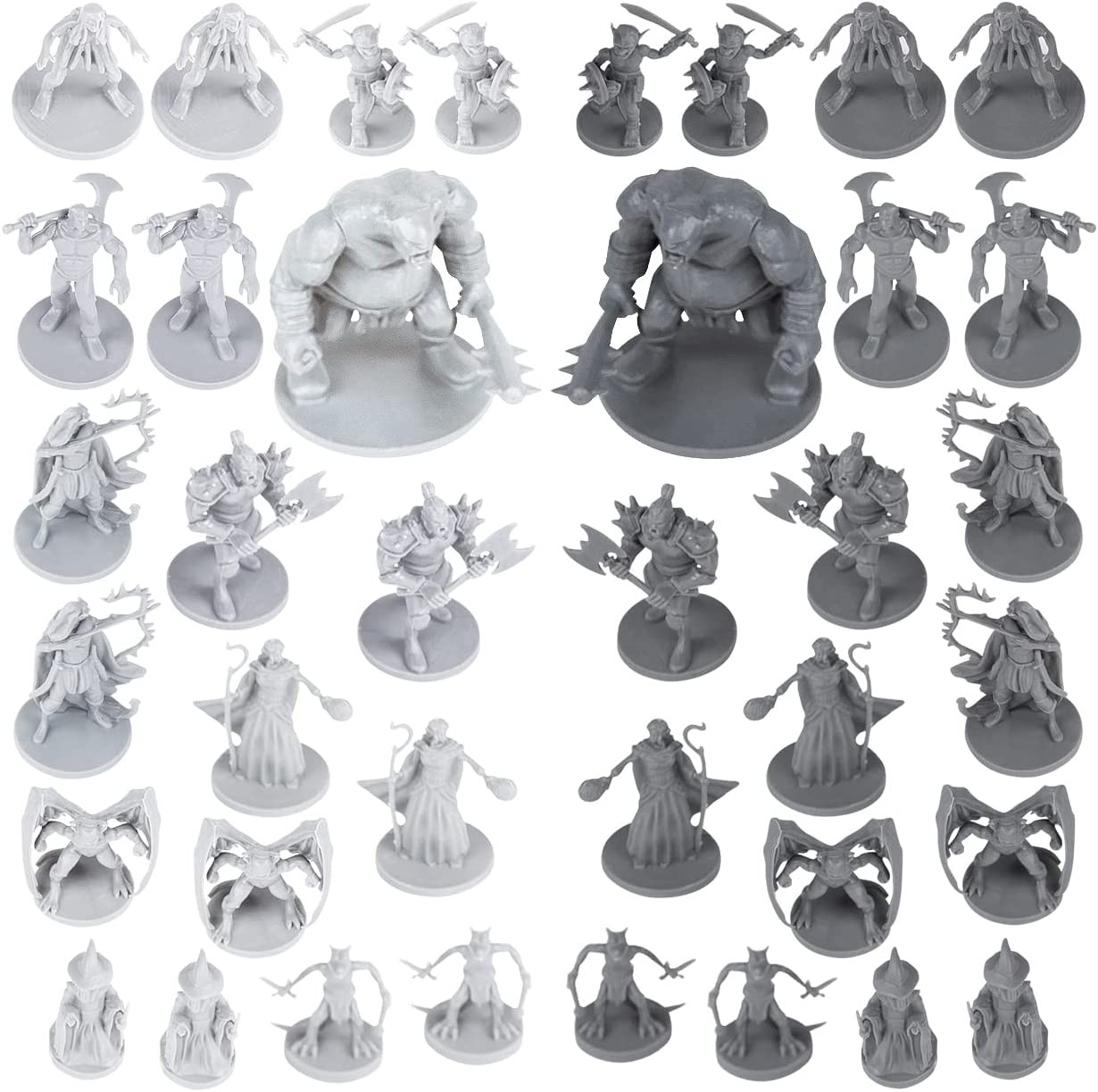 38 D&D Miniatures Fantasy Tabletop RPG Figures for Dungeons and Dragons, Pathfinder Roleplaying Games. 28MM Scaled Miniatures, 10 Unique Designs, Bulk Unpainted, Great for D&D/DND