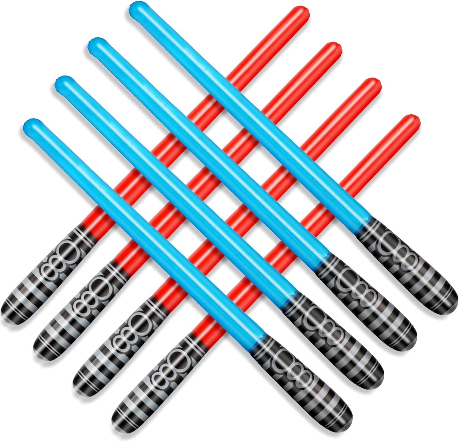 NOVELTY PLACE Inflatable Light Saber Blow up Sword Stick Toys Set for Kids Costume Birthday Party Favors, 30 Inches (Pack of 8)