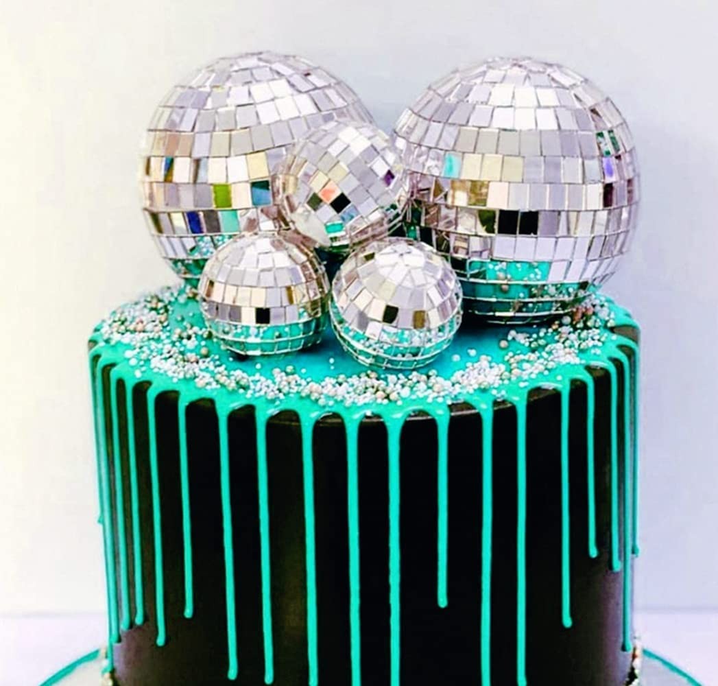 Jevenis Disco Ball Cake Decoration 70’S Disco Cake Decoration Disco Ball Toppers Saturday Night Fever Party Supplies Disco Ball Dance Birthday Party Supplies