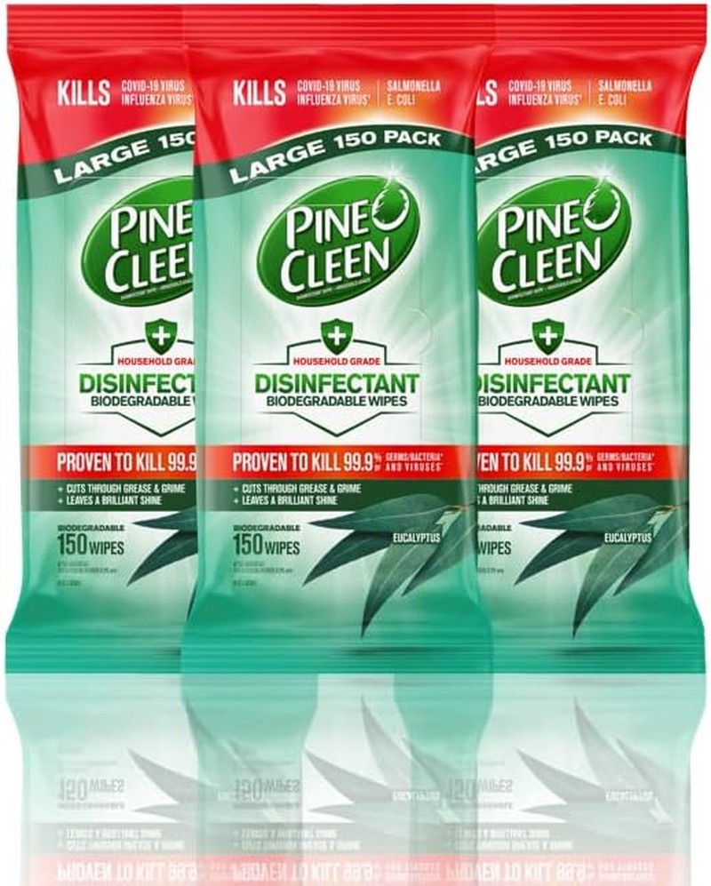 Pine O Cleen Disinfectant Biodegradable Multipurpose Wipes, Eucalyptus, 450 Wipes