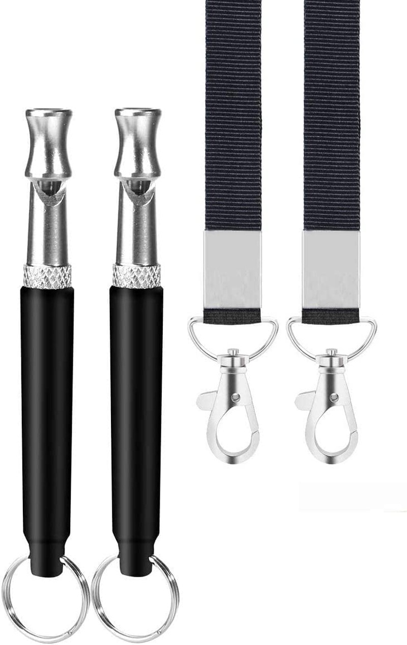 Dog Whistle, 2 Pack Professional Ultrasonic Dog Whistle to Stop Barking, Recall Training, Dog Whistles Training to Stop Barking Control Devices for Neighbors Dog, with Black Lanyard