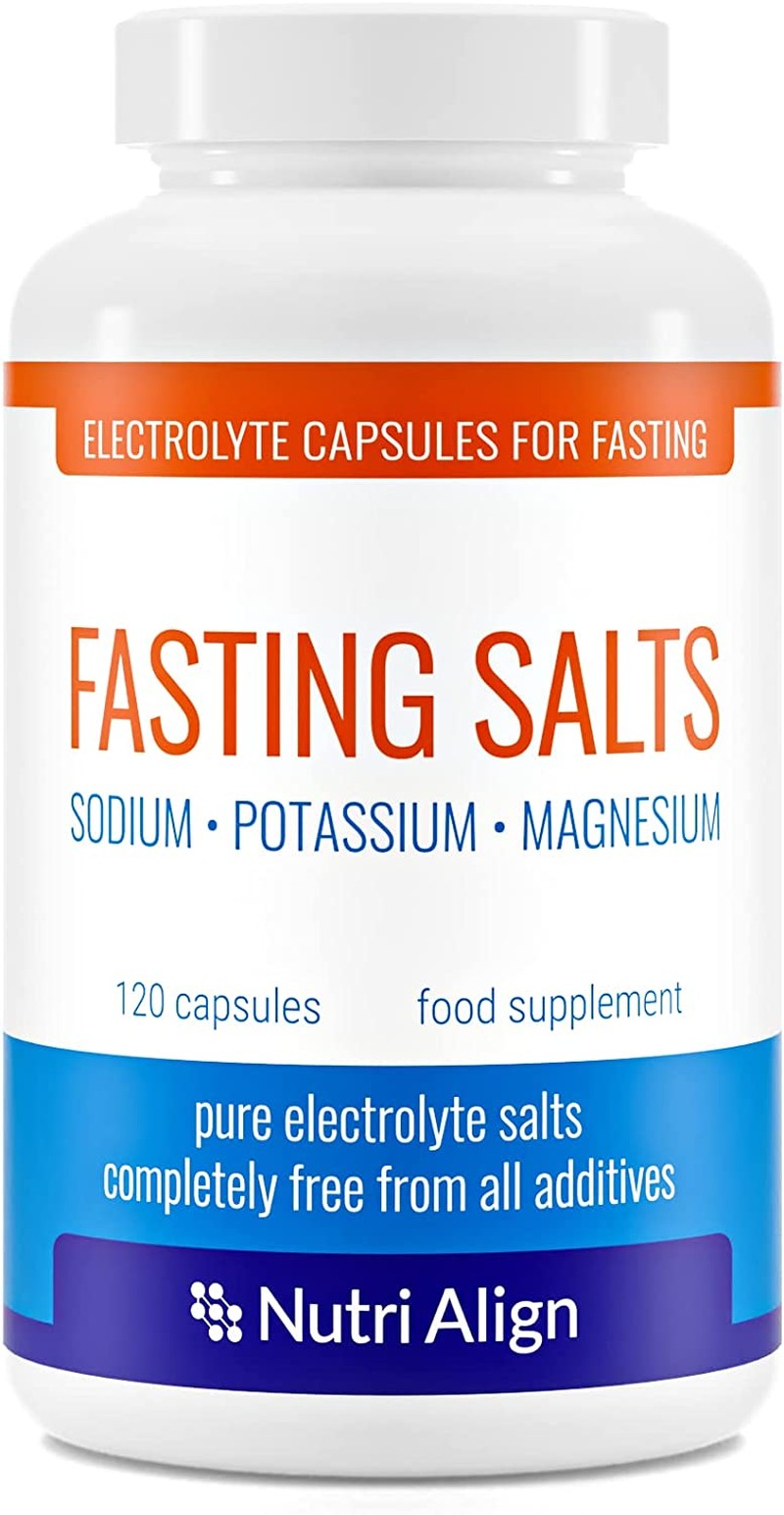 Fasting Salts Capsules: Pure Electrolyte Supplement for Extended Fasting. Sodium, Potassium, Magnesium | Completely Free from Junk Fillers, Sugars, Sweeteners | 120 Capsules.