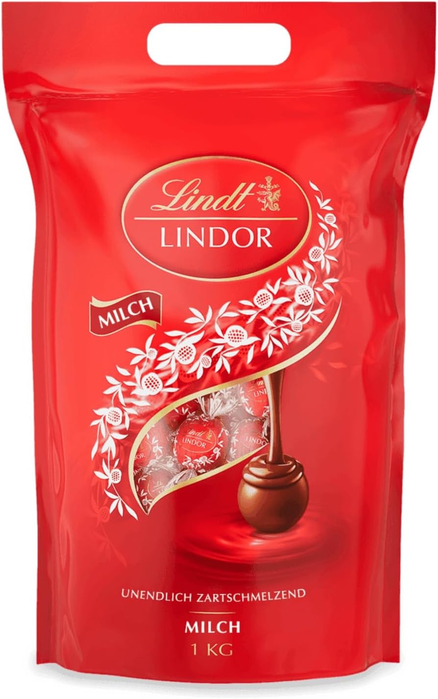 Lindt Lindor Milk Chocolate Truffles Large Pouch, 1Kg