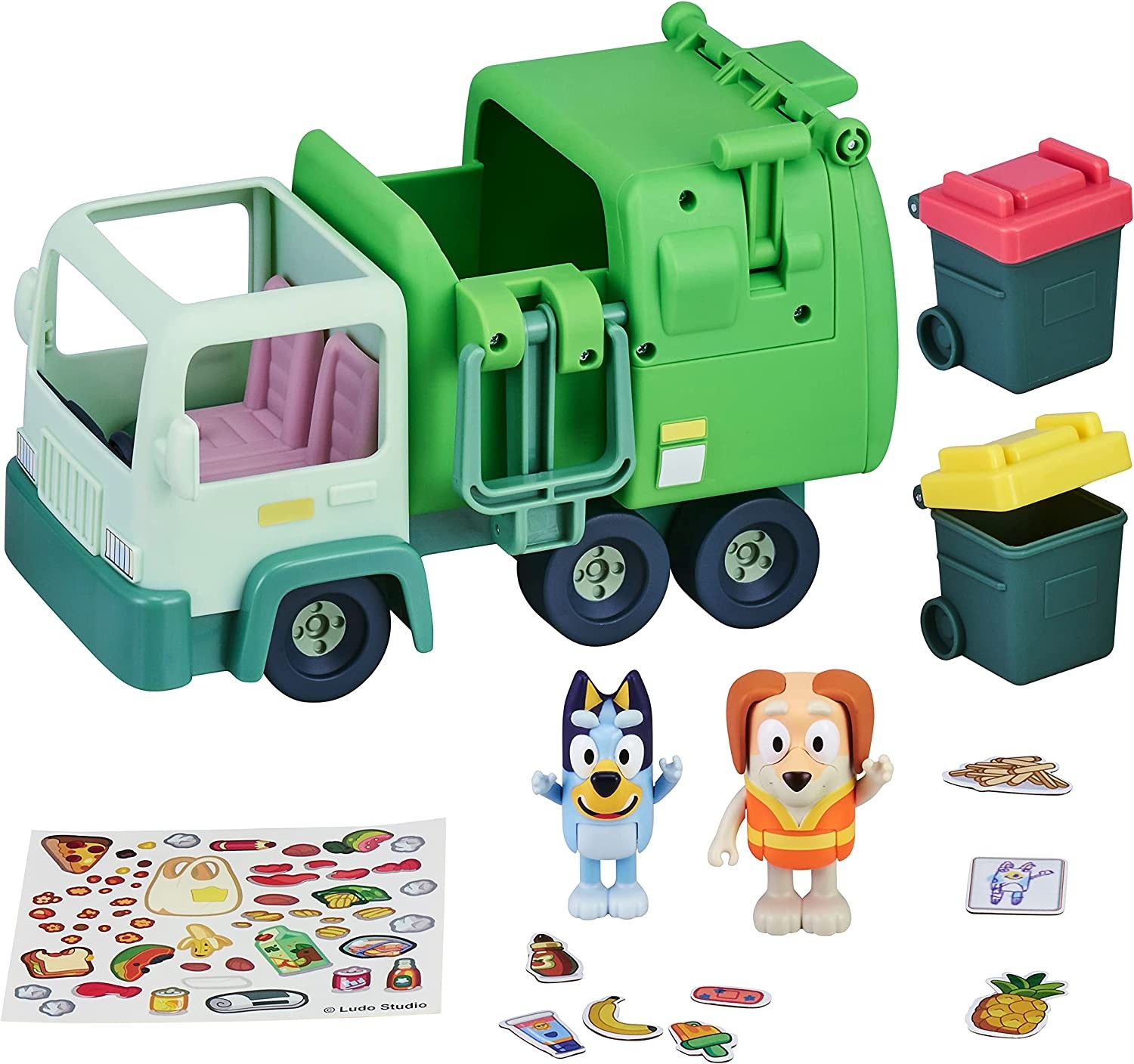 Bluey Garbage Truck 6.35Cm Poseable Figures Playset with Piece Count, Multicolor, 17170