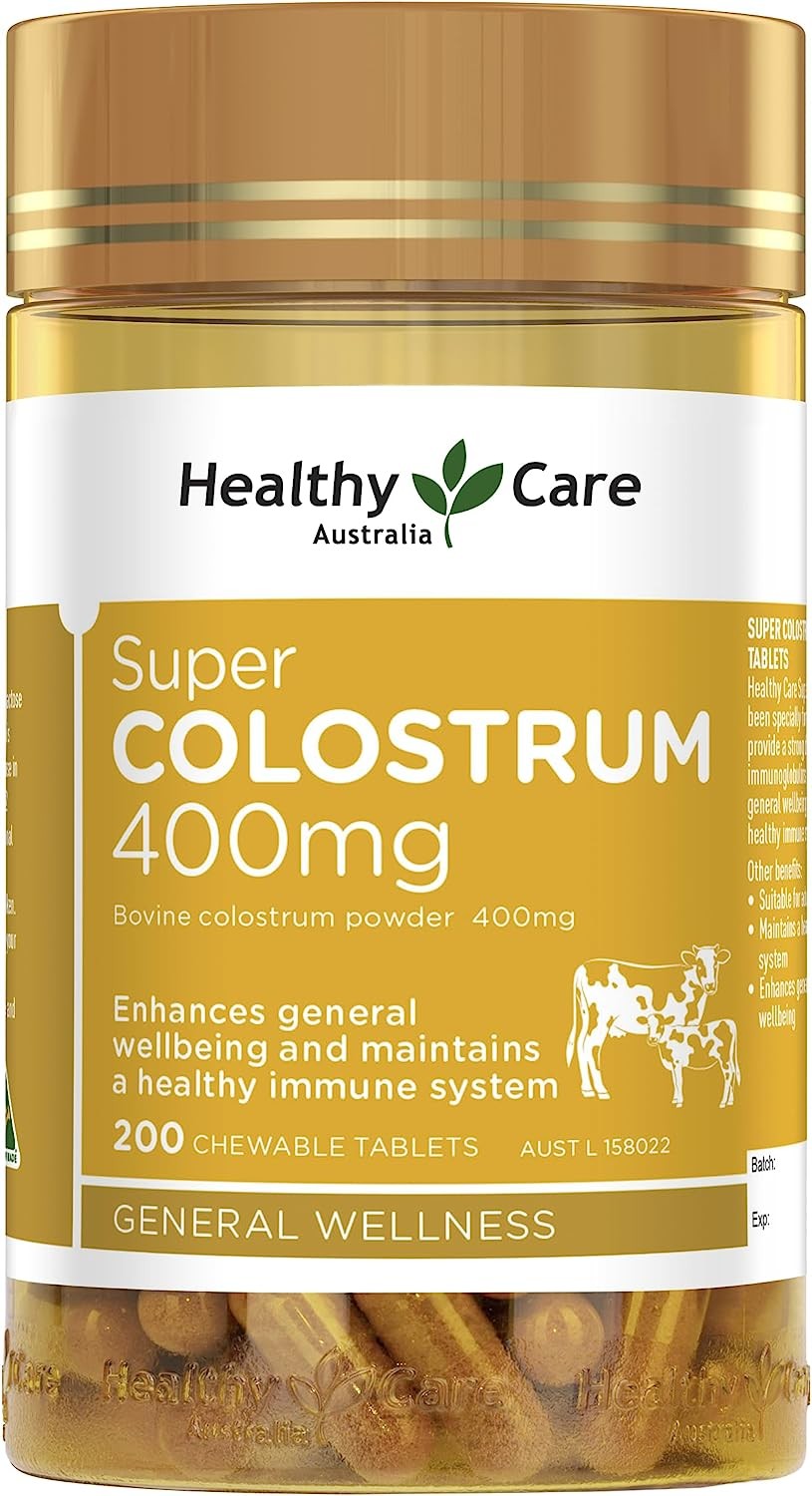 Healthy Care Colostrum 400Mg – 200 Chewable Tablets | Enhances General Health and Wellbeing