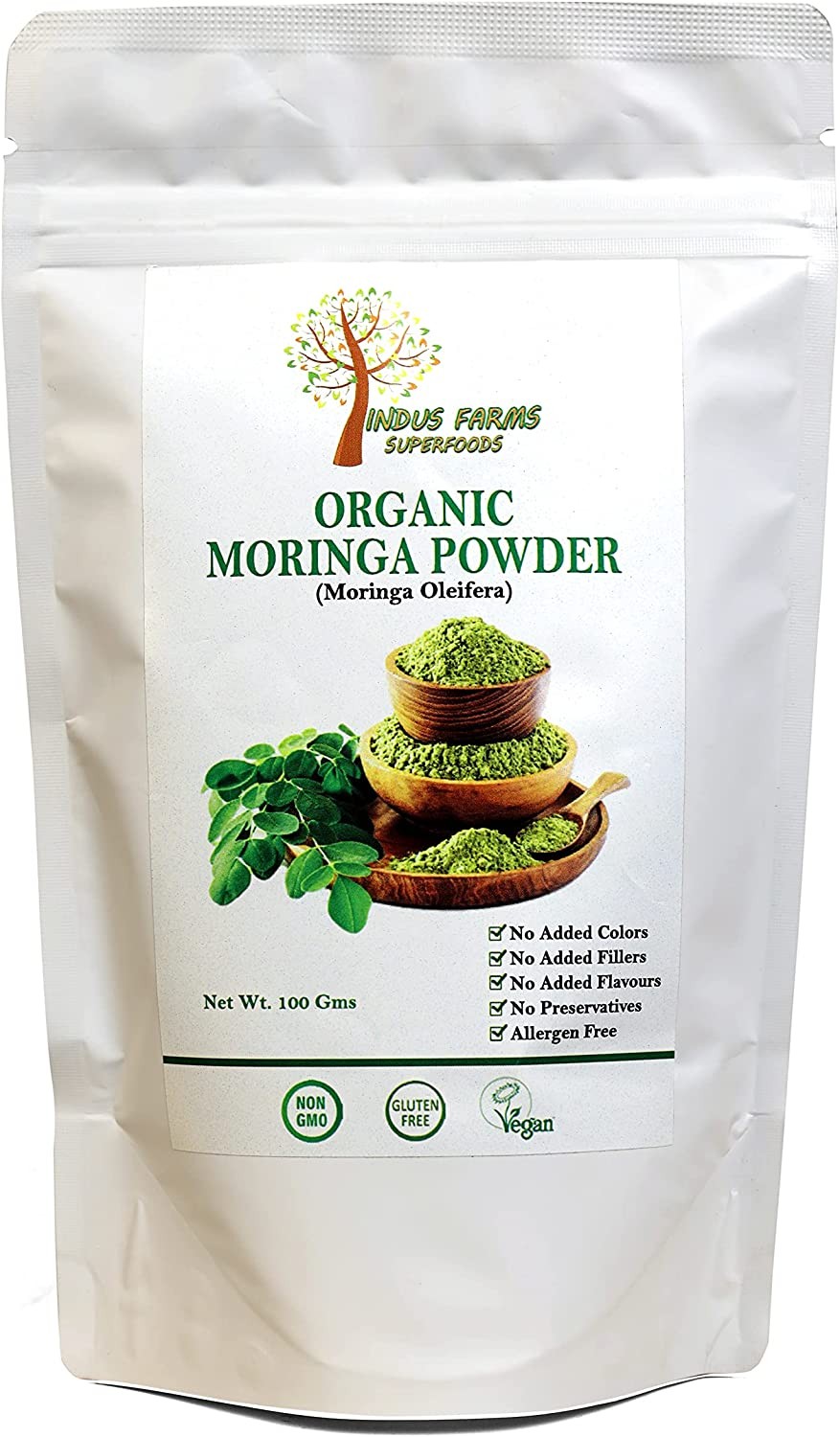 Moringa Powder Organic, Green Superfood, Dietary Herbal Supplement, Food Grade, Boosts Immunity, Health, Wellness 100G