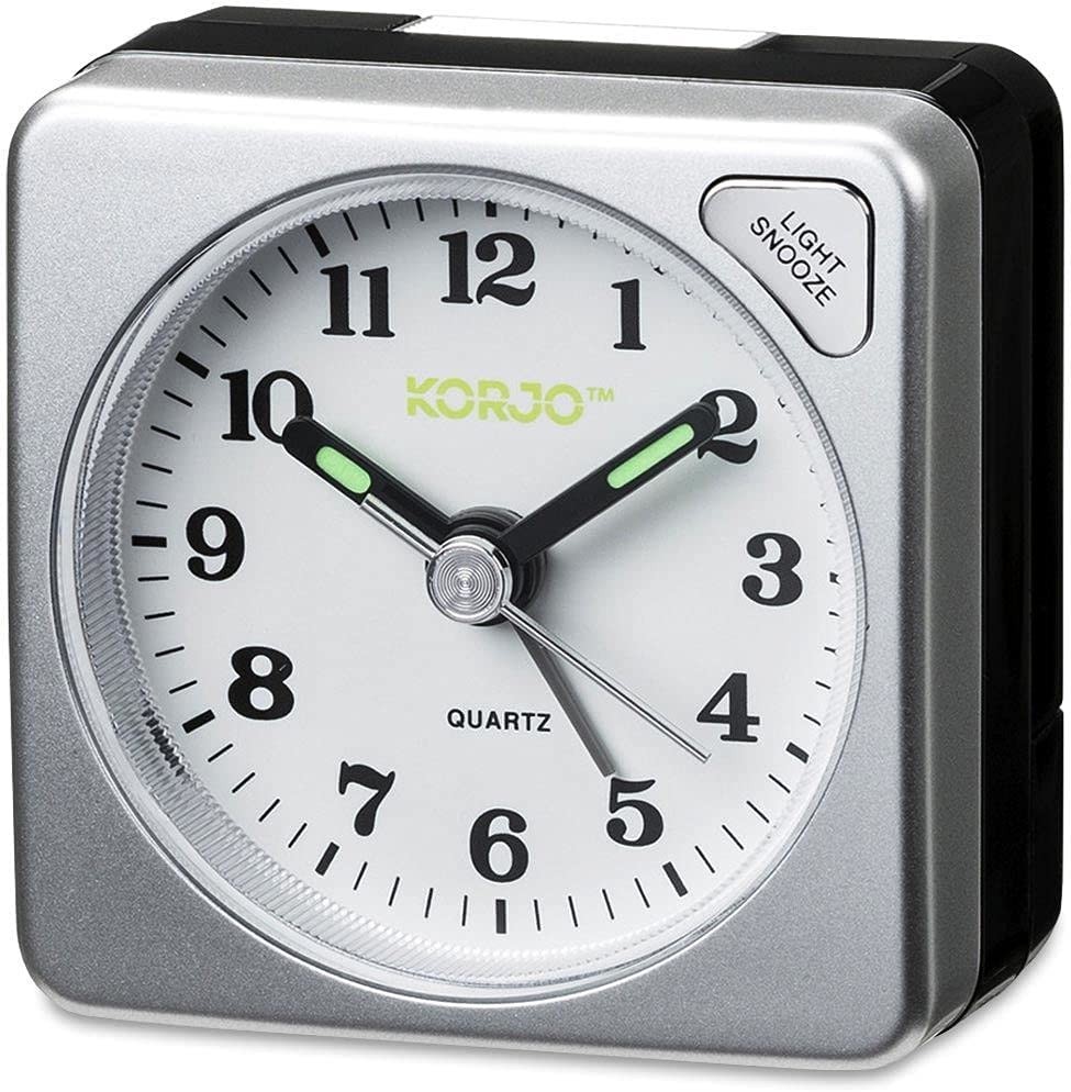 KORJO AAC 73 Analogue Alarm Clock, 5.5 Centimeters, Silver/Black