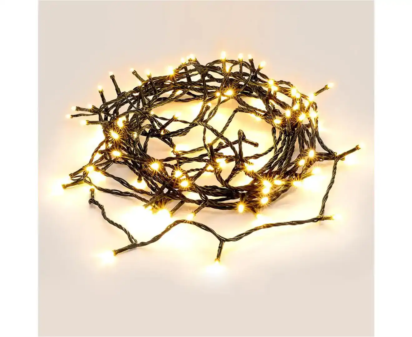 100 LED Fairy Light Chain Dark Green Cable – 3 Colour Options – Warm White