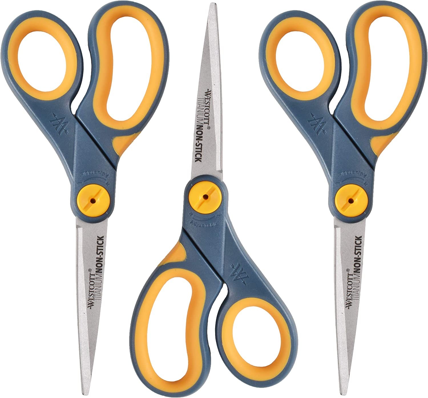 Westcott 8″ Titanium Non-Stick Straight Scissors, 3 Pack