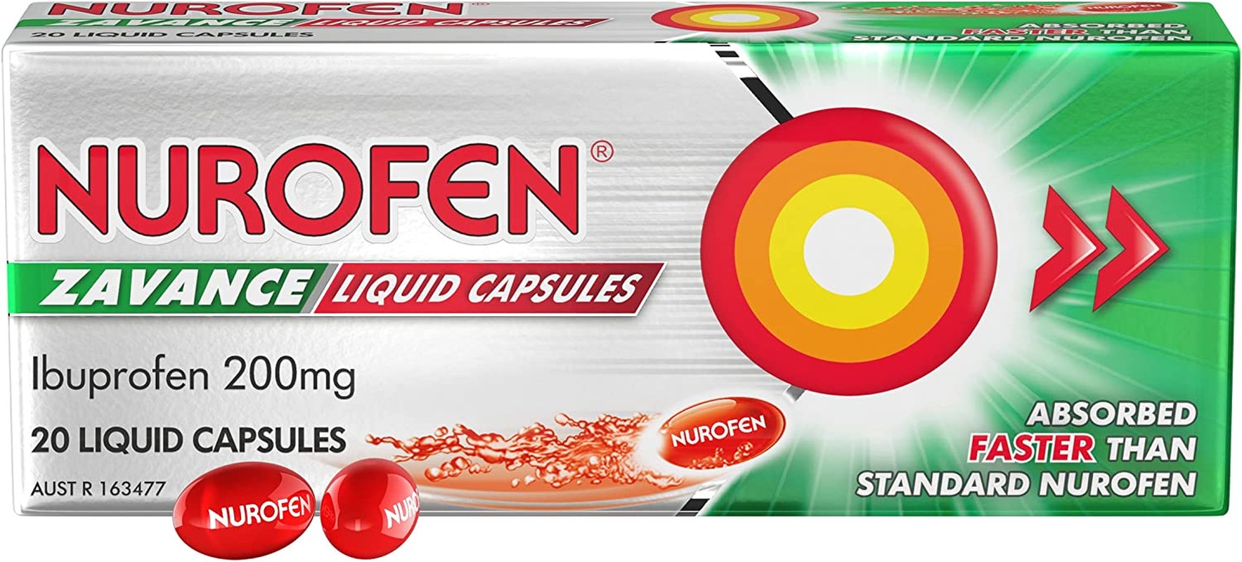 Nurofen Zavance Fast Pain Relief Liquid Capsules 200Mg Ibuprofen 20 Pack