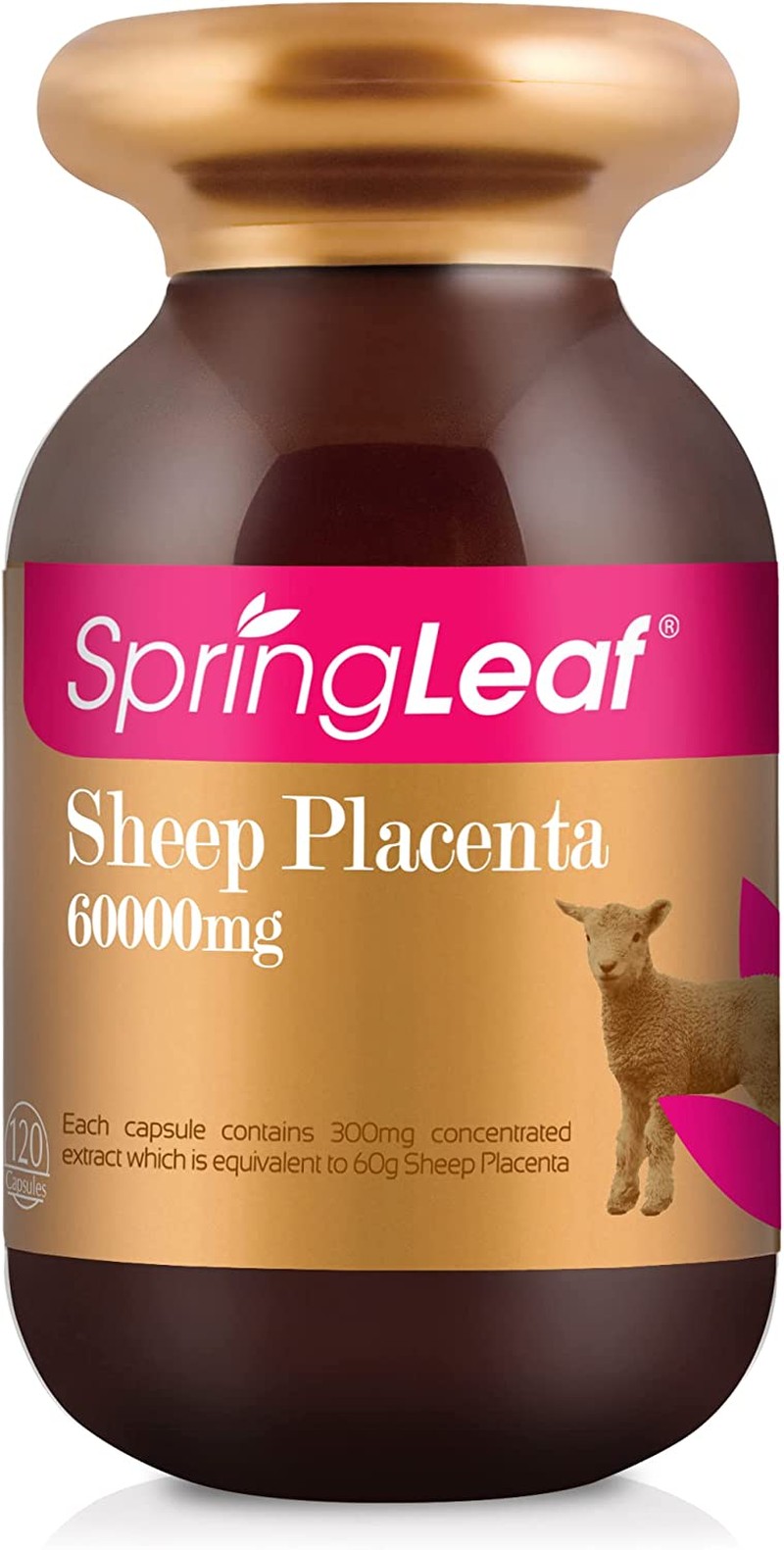 Spring Leaf Sheep Placenta 60000Mg 120 Cap – Women Anti-Aging & Wrinkle with Cellular Repair – High in Protein for Skin Vitality – Regulate Production of Natural Skin Oil