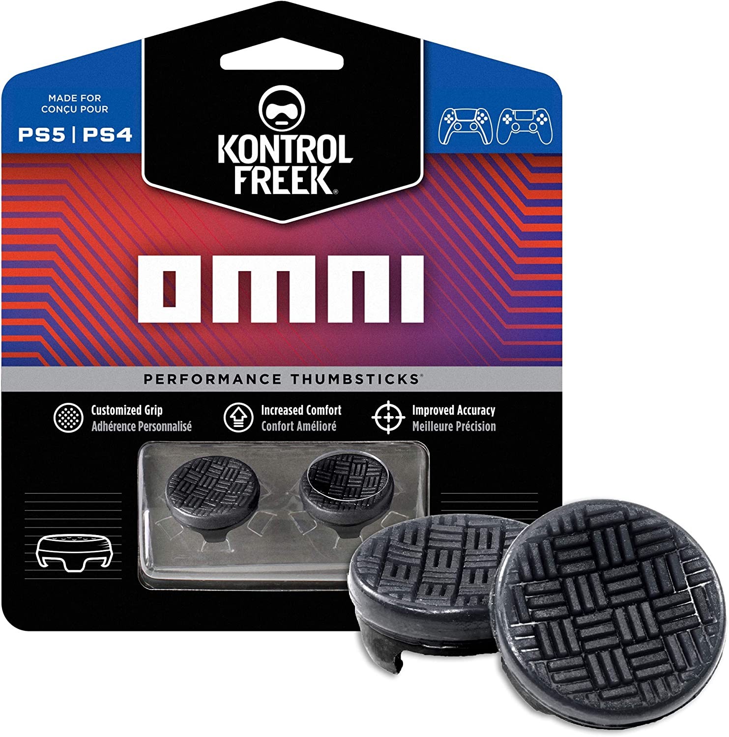 Kontrolfreek Omni for Playstation 4 (PS4) and Playstation 5 (PS5) | 2 Performance Thumbsticks | 2 Low-Rise Concave | Black