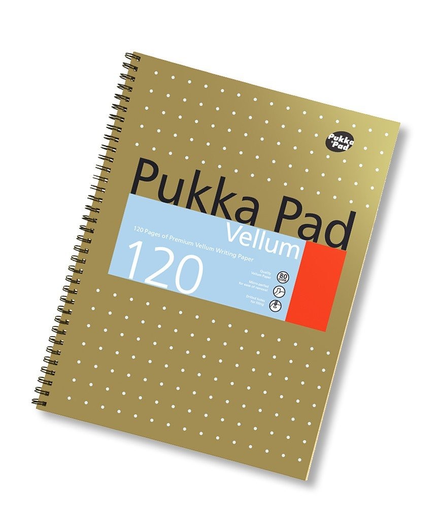 1 X Pukka Pad A4 Vellum Writing Lined Paper 200 Page Notepad (Gold Cover)