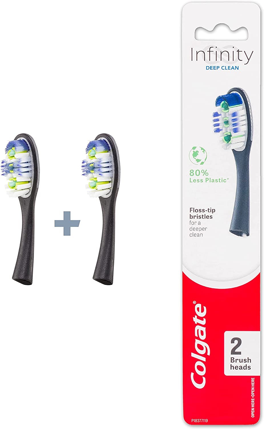 Colgate Infinity Deep Clean Replacement Toothbrush Heads, 2 Pack Soft Bristles Refill