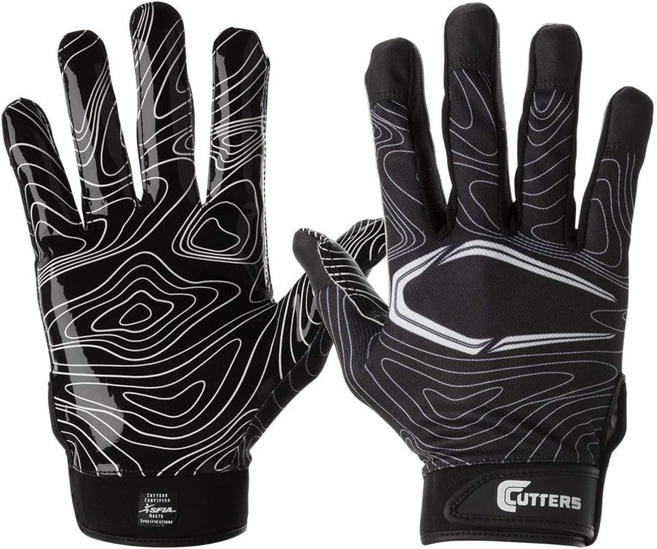 Cutters Game Day Football Glove, Receiver Gloves, Ultra Sticky Grip, Youth & Adult Sizes (1 Pair)