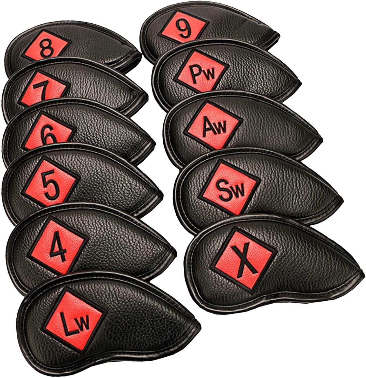 F Fityle 11Pieces Waterproof Leather Golf Iron Head Covers Set Club Headcover with Number Applique for Easy Recognition Sticker Closure Protection Accessory