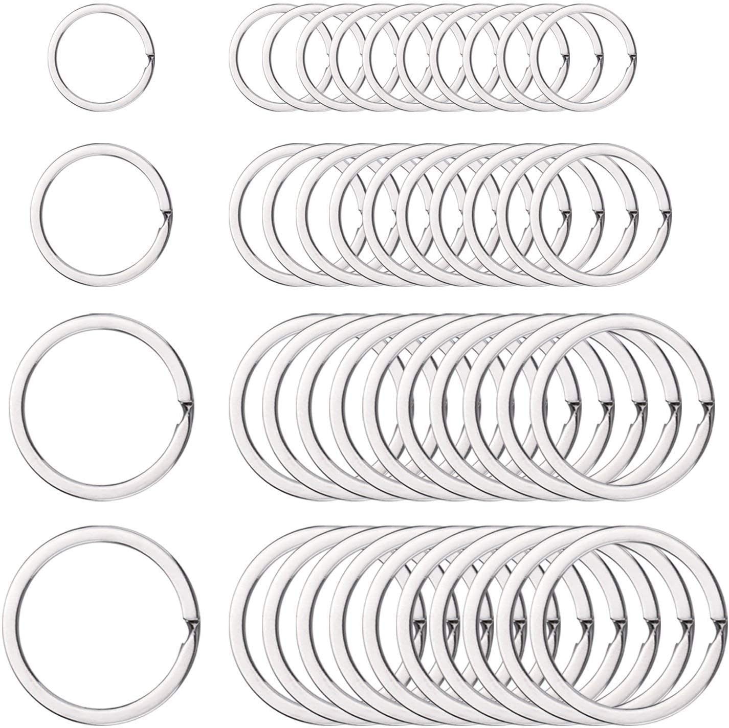 ACE SELECT round Flat Key Chain Rings Set of 40 Metal Split Ring for House Car Key Organization – Silver Flat