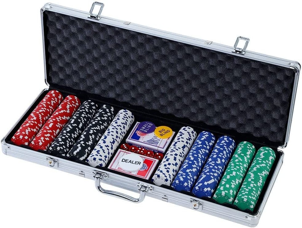 Party Central 500PCE Deluxe Poker Game Set & Case, Complete with Chips, Cards, and Accessories for the Ultimate Gaming Experience