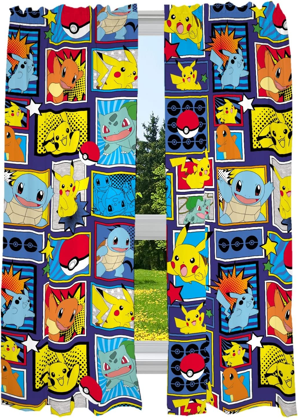 Franco Kids Room Window Curtains Drapes Set, 82 X 63 In, Pokemon