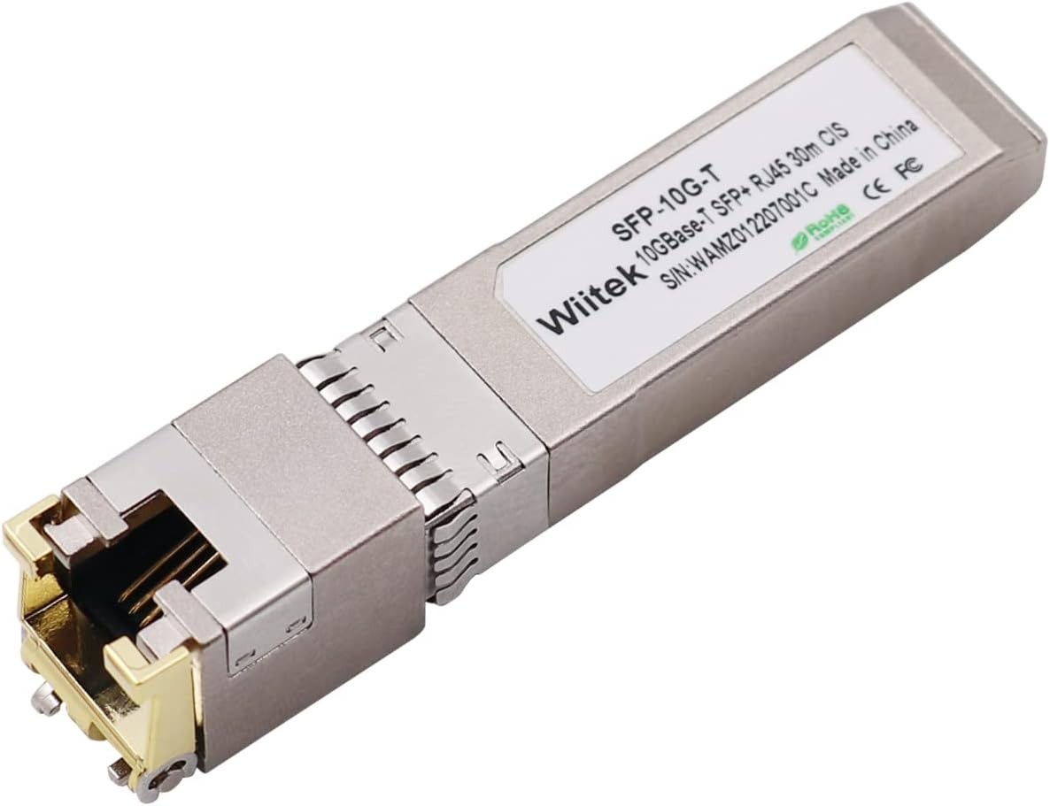 Wiitek 10Gbase-T 10G RJ45 to SFP+ Copper Transceiver 30-Meter, Compatible for Cisco SFP-10G-T-S, Ubiquiti, D-Link, Supermicro, Netgear, Mikrotik (Cat 6A/7)