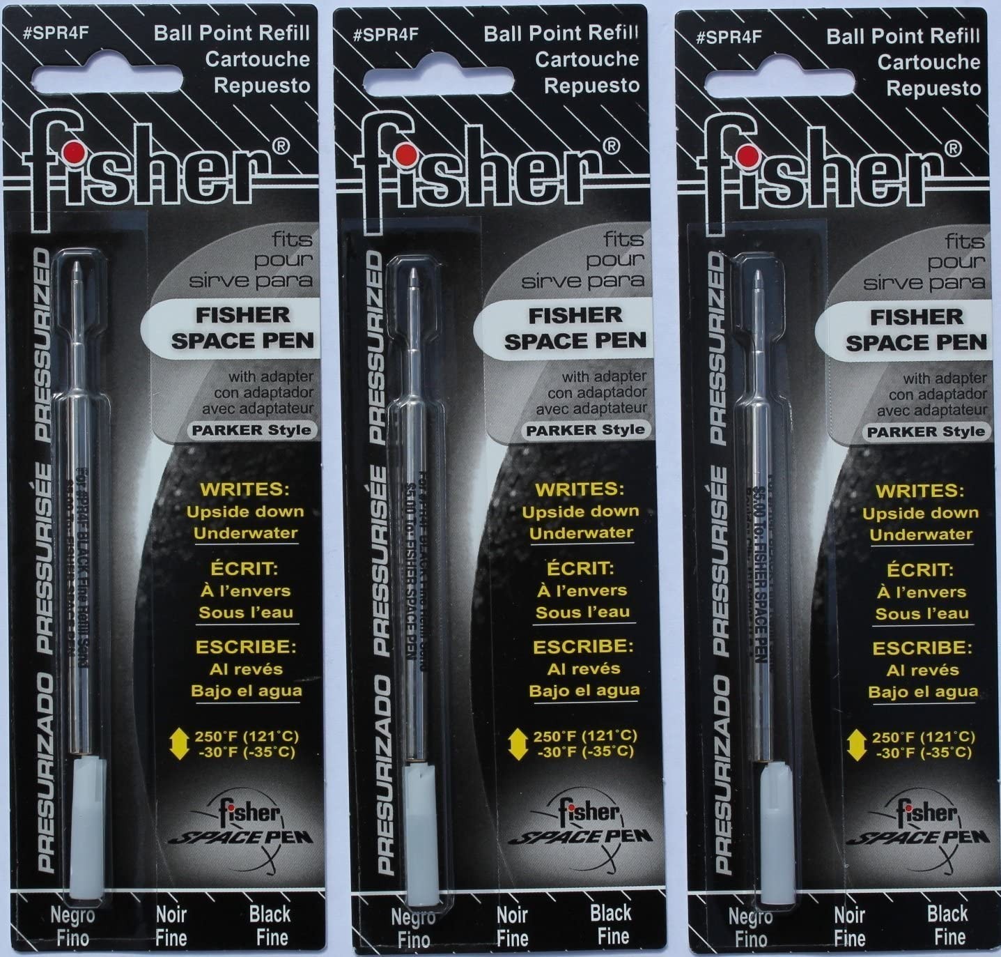 Fisher SPR4F Space Pen Black Ink Fine Point Refill, 3 Count