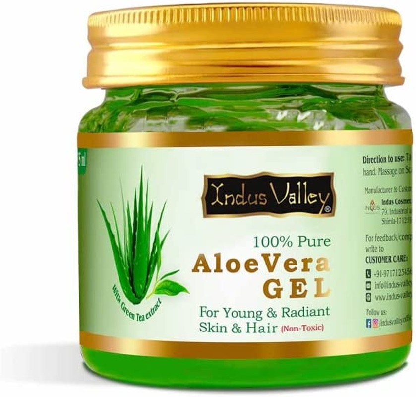 Indus Valley Organic 100% Pure & Natural Aloe Vera Gel for Skin & Hair | Aloe Vera Gel Moisturizes Skin | Soothes Irritated Skin Caused by Sunburn | Nourishes Hair (175ML)