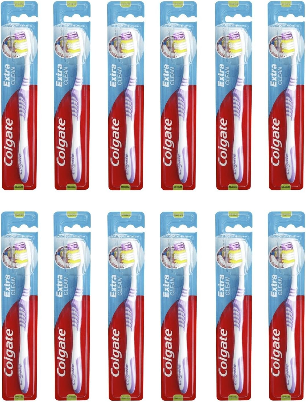 Colgate Extra Clean Manual Toothbrush, 1 Pack, Medium Bristles with 25Percent Recycled Plastic Handle