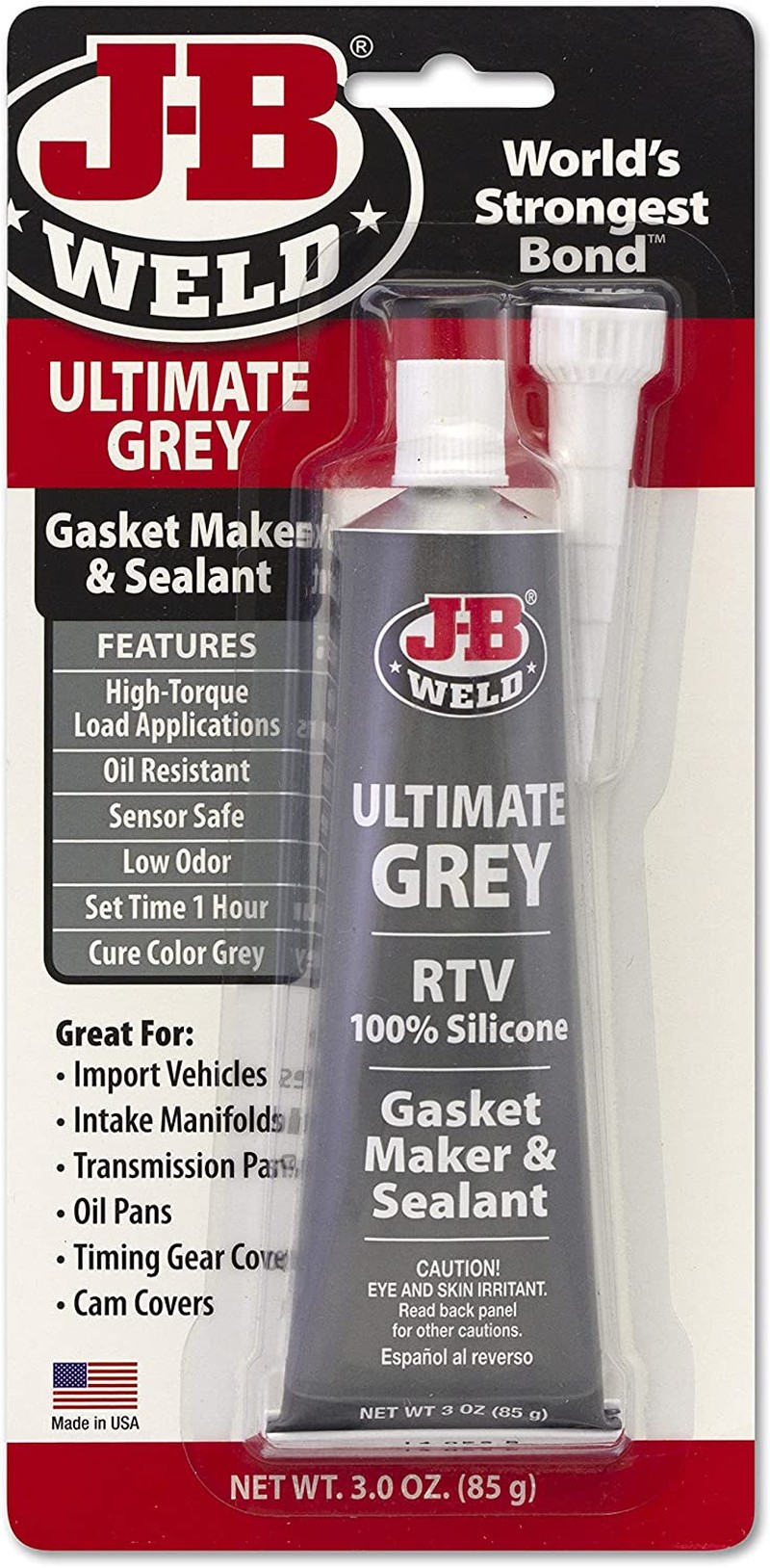 JB Weld Ultimate RTV Silicone Gasket Maker and Sealant, Grey, 280 Ml