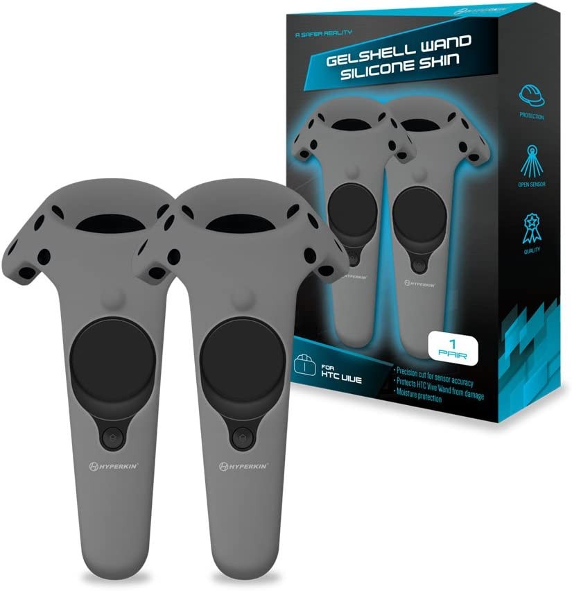 Hyperkin Gelshell Controller Silicone Skin for HTC Vive Pro/Htc Vive (Gray) (2-Pack)