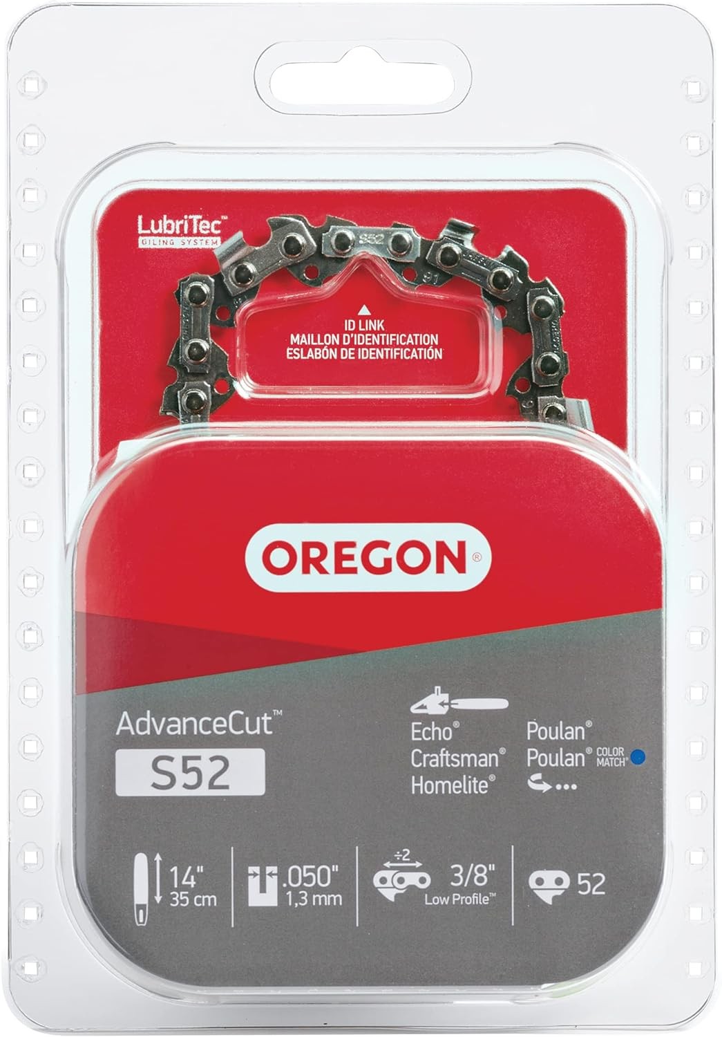 Oregon S52 Advancecut 14-Inch Chainsaw Chain Fits Craftsman, Echo, Homelite, Poulan, Black