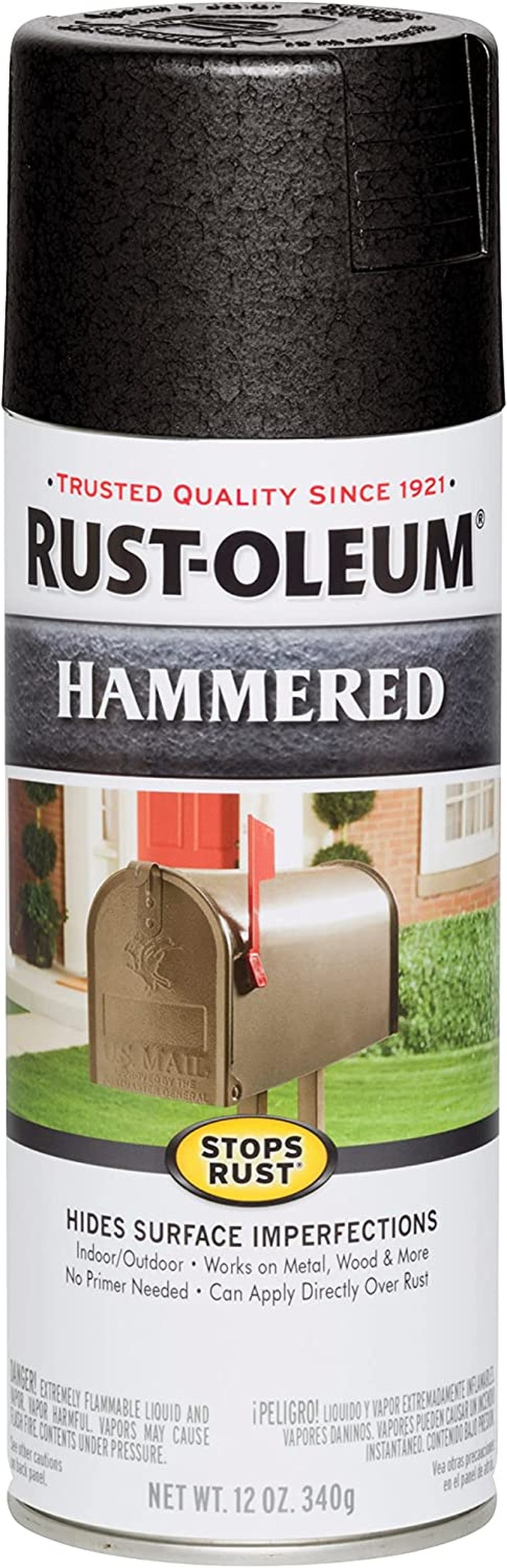 Rust-Oleum 7215830 Hammered Metal Finish Spray, Black, 12-Ounce