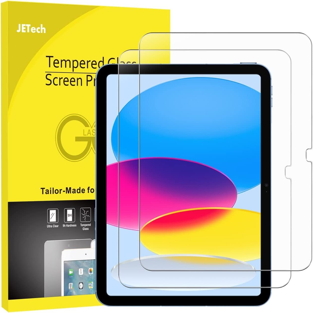 Jetech Screen Protector for Ipad 10 (10.9-Inch, 2022 Model, 10Th Generation), 9H Tempered Glass Film, HD Clear, 2-Pack