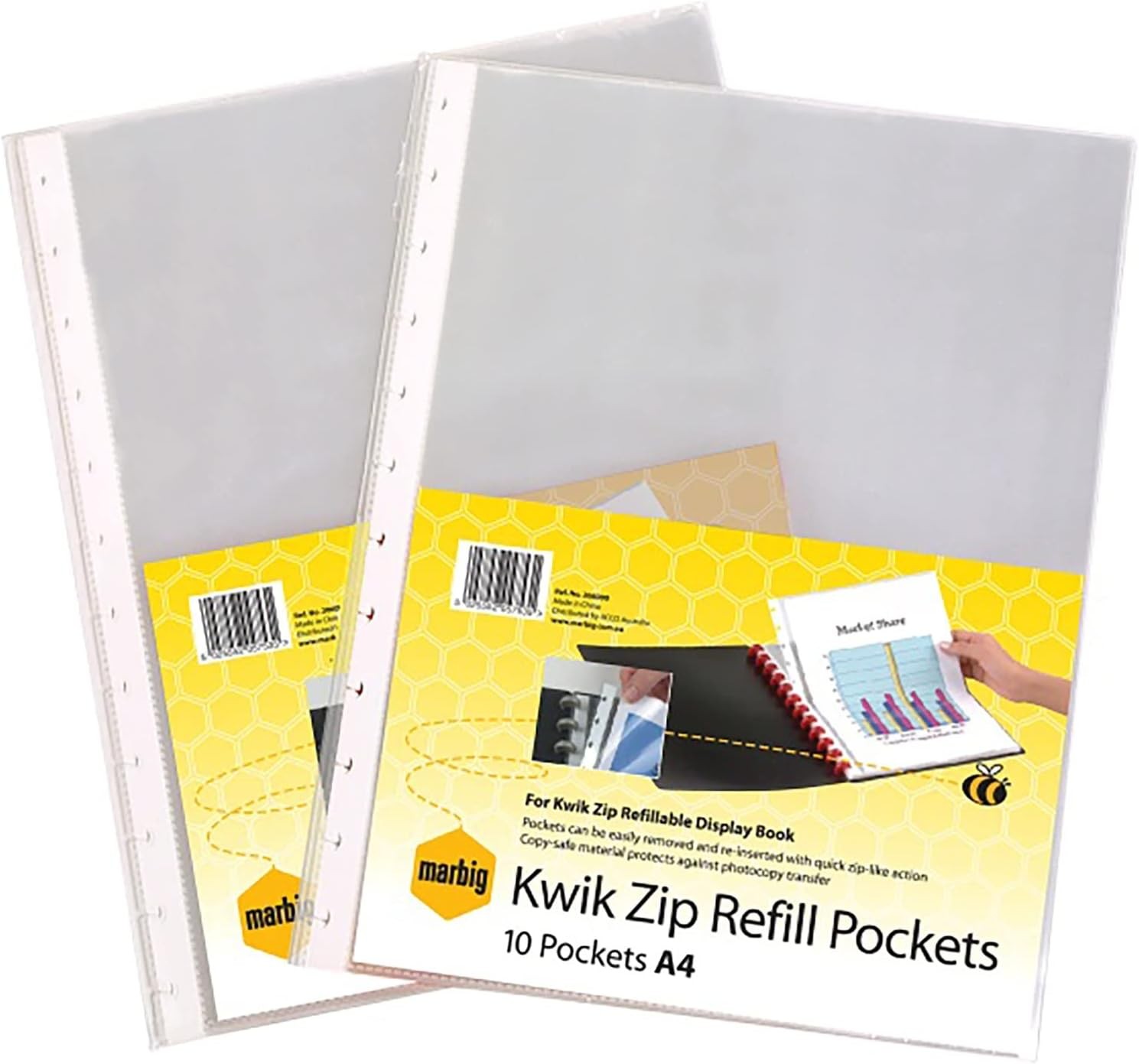 MARBIG(R) 206000 Display Book- Kwik Zip A4 Refills 10’S