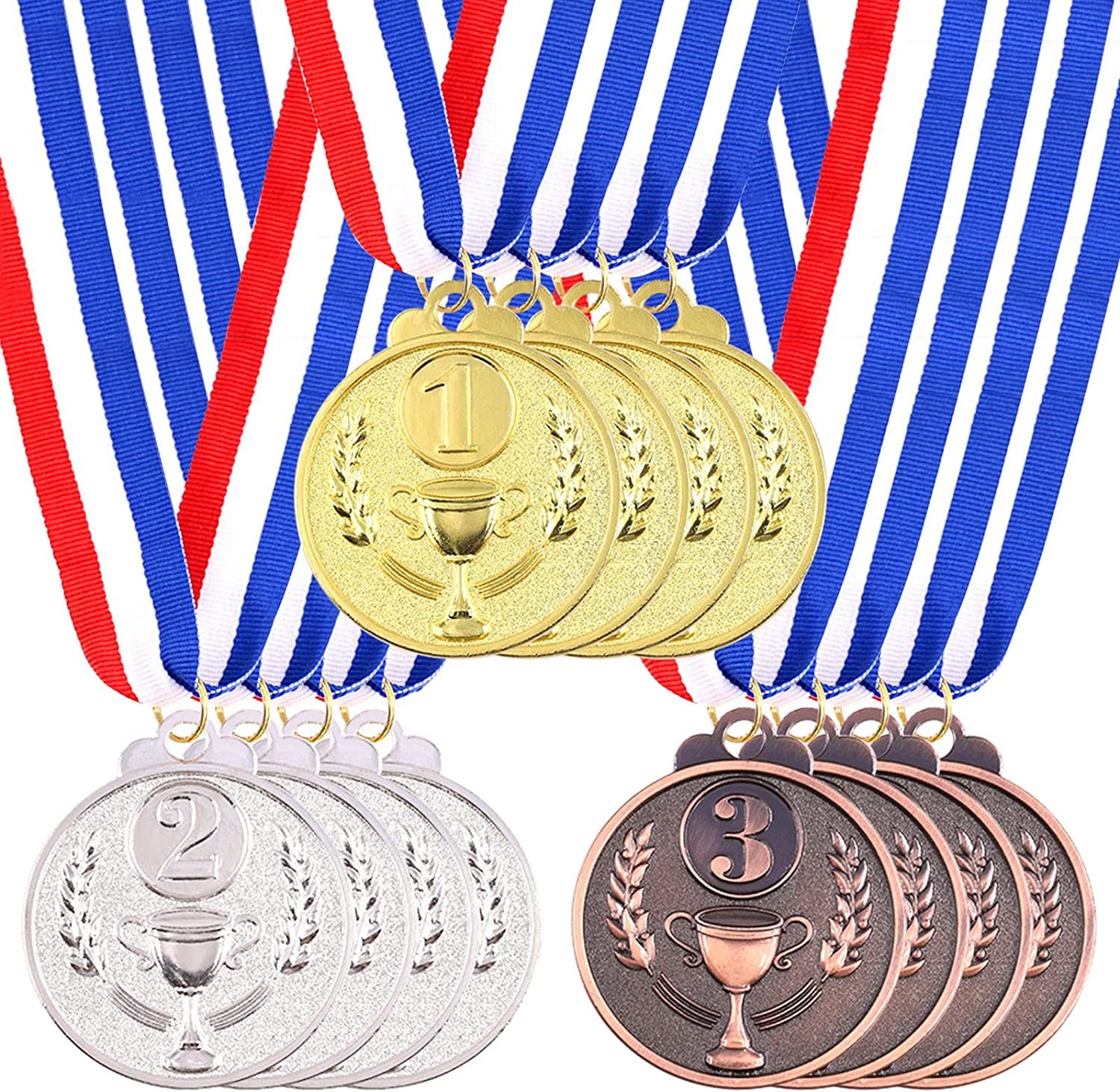 Swpeet Award Metal Kids Winner Medals, Gold Silver and Bronze Medals with Trophy Pattern 1St 2Nd 3Rd Prizes for Sports, Competitions, Party