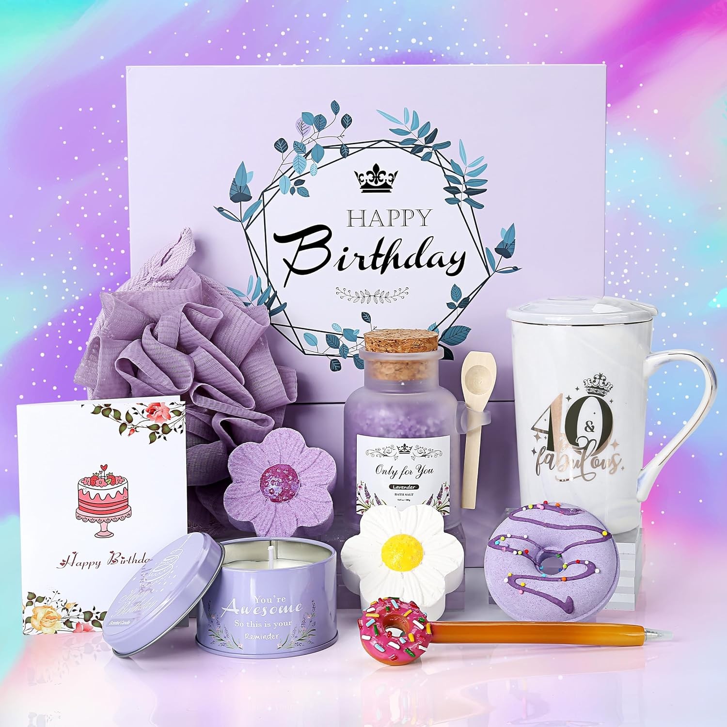 Sovyime 40Th Birthday Gifts for Women, 40Th Gifts for Women Birthday Unique, 40Th Birthday Hampers for Women Wife, Mum, Sister, Wife, Coworker, Best Friend, Ladies Birthday 40Th Gifts for Mother Her