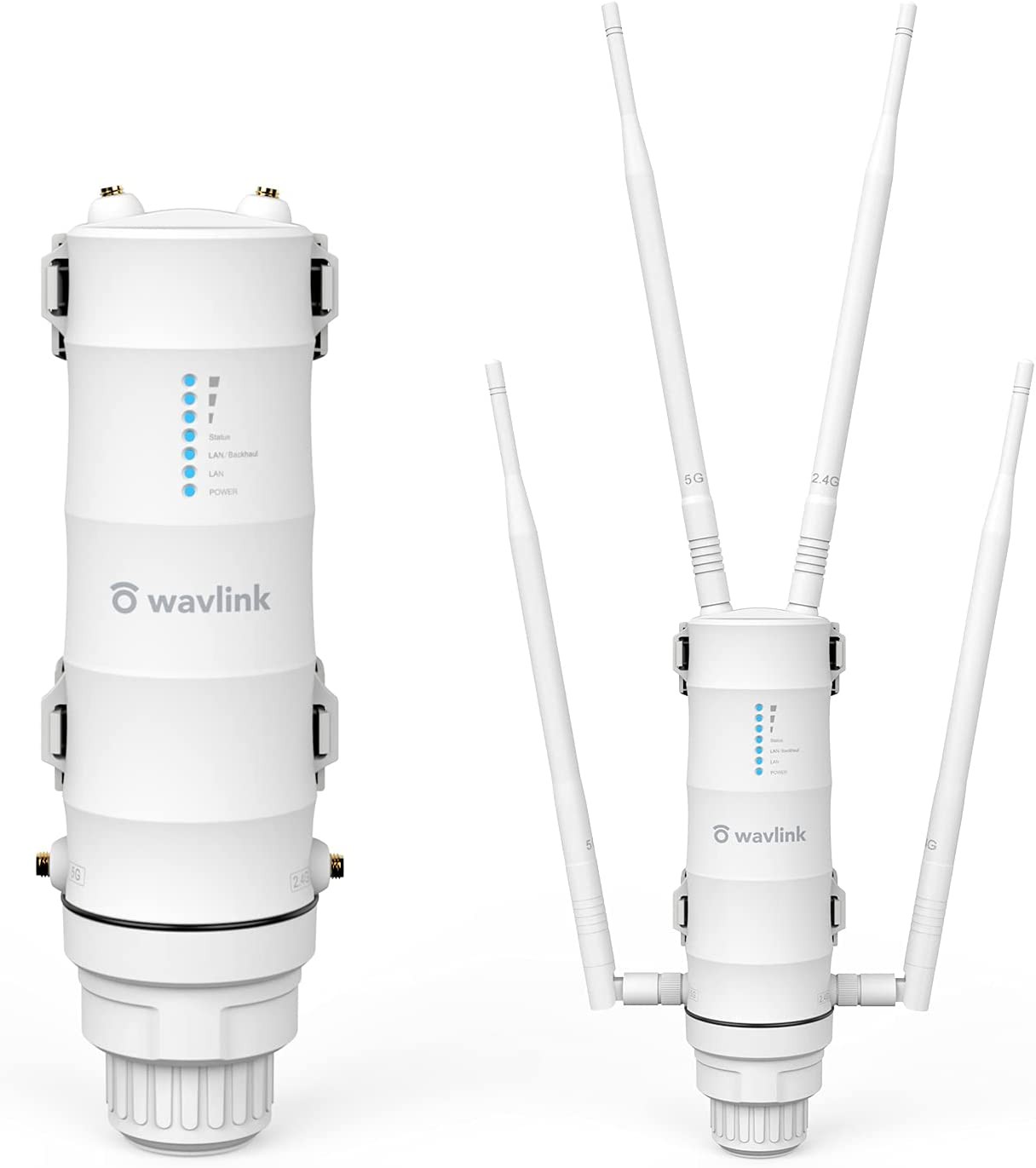 WAVLINK Weatherproof AC1200 Outdoor Wifi Range Extender/Wireless Access Point/Mesh with Passive POE, High Power Dual Band 2.4Ghz 300Mbps+5.8 Ghz 867Mbps, 4X7Dbi Detachable Omni Directional Antenna for Backyard, Farm